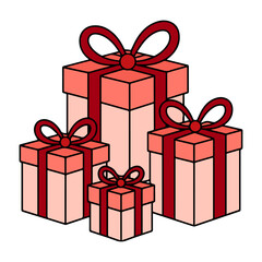 gift boxes vector illustration, set of gift boxes, gift boxes set, gift, box, christmas, ribbon, birthday, bow, package, valentine, anniversary, shopping, gifts, xmas, illustration.