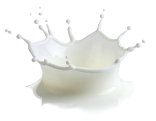 Dairy liquid exploding upwards in a crown shape