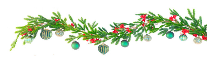 Christmas garland isolated on transparent background 
