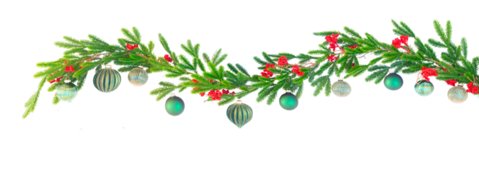 Christmas garland isolated on transparent background 