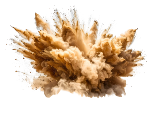 Explosion of dust and debris erupting outwards