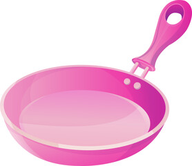 Pan Kitchen Pink Vector Draw Design Funny Cute Eat Cartoon