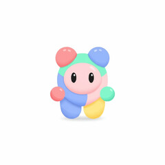 Cute Colorful Blob Character with Expressive Eyes and Playful Design.