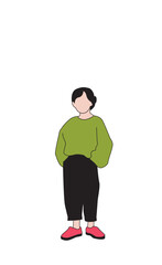 Young Asian girl - Illustration Portraits Outline Colors - Characters SVG 