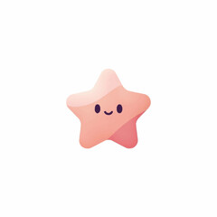 Cute Pink Star with Adorable Face and Sweet Expression.