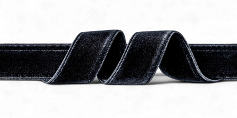 Luxurious black velvet ribbon with a soft, plush texture, , perfect for crafts