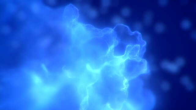 Fluid Motion of Abstract Blue Light Particles Captured in High Definition, Illustrating the Mysterious Nature of Energy and Matter Interactions in a Digital Realm