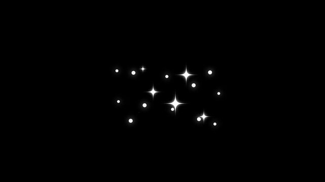 Sparkle Twinkle Glitter Stars Explosion with bubble Pops FX &ndash; Cartoon Twinkling Energy Bursts, Flat Smoke Pops, Comic Manga Flashes & Glitter Spark Pop-Up Animation black Screen Overlay Video. 4K