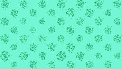 Doodle christmas snow outline seamless pattern adorning a bright green repeating background
