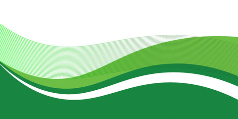 Abstract White and Green wave wide background banner