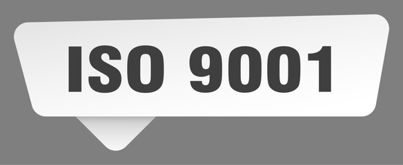 iso 9001 sign. iso 9001 white sticker isolated on gray background