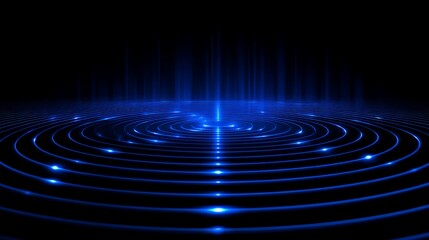 Abstract Blue Light Ripple Effect on a Dark Surface Creates a Mesmerizing Visual Experience