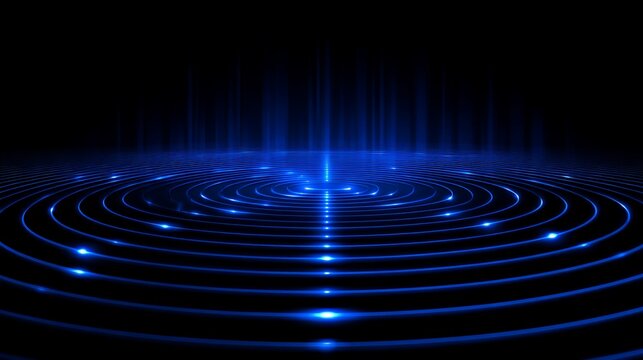 Abstract Blue Light Ripple Effect on a Dark Surface Creates a Mesmerizing Visual Experience - Powered by Adobe