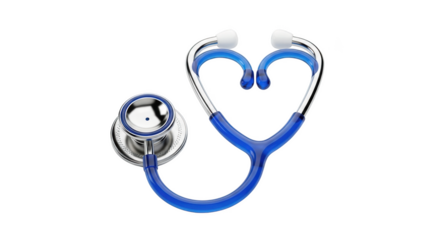 Blue and Silver Stethoscope Forming a Heart Shape on a Black Background medical healthcare