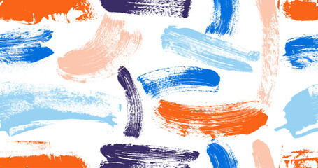 Grainy color bold brush stroke with spray texture. Seamless pattern hand drawn distress damaged edge vintage template, banner. Art vector illustration. Seamless pattern bold brush stroke.