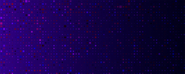 Abstract Digital Technology Futuristic Background. Square Pixels Pattern with Lighting Glowing Particles Square Elements. Technology or Science Research Presentation Backdrop. Vector Illustration.