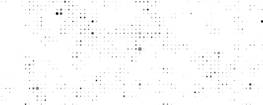 Abstract vector illustration with small circle and pixels. Dot halftone with randomus opacity