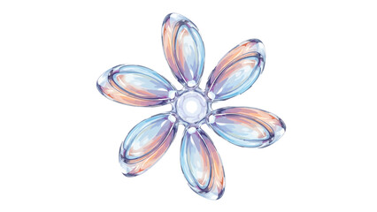 A translucent sixpetal flower with iridescent colors on a white background