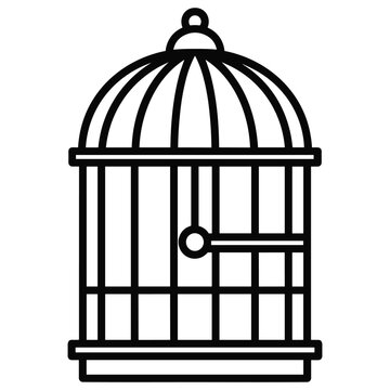 Illustration of a birdcage, a symbol of captivity and confinement or freedom