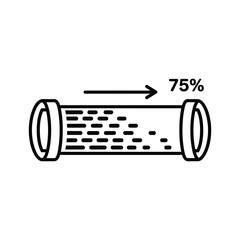 Flow rate indicator showing 75 percent flow in a pipe