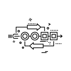 Abstract flowchart or process diagram with shapes and arrows
