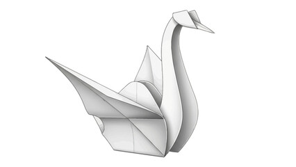 A white origami crane against a white background