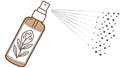 Aesthetic spray bottle with plant label for aromatherapy essential oil mist and cosmetic product packaging design