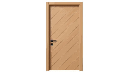 A wooden door with a black handle and lock