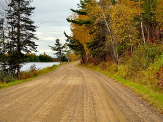 Dirt road in autumn, remote country 