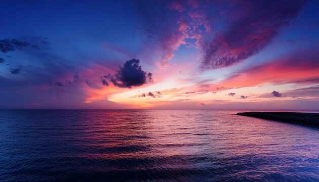 colorful sky over the sea at dusk