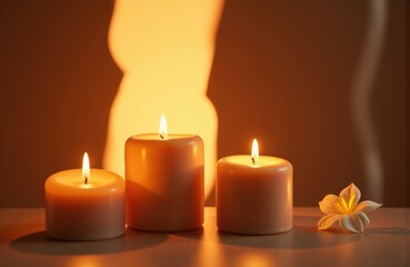 Calm candles glowing with warm light creating a peaceful atmosphere