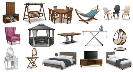 Varied Furniture Collection: Interior and Exterior Decor Items for Modern Home