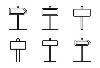 Outline collection of blank road signposts for directional guidance