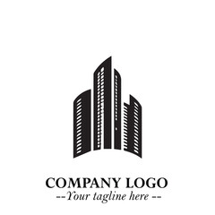 Building Logo Symbol in Black on the White Background with Modern Minimal Architecture Design