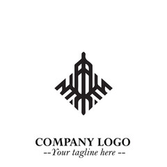 Building Logo Symbol in Black on the White Background with Modern Minimal Architecture Design