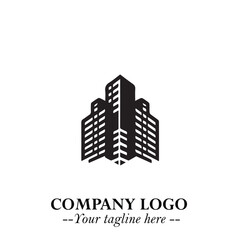 Building Logo Symbol in Black on the White Background with Modern Minimal Architecture Design