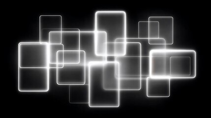 Elegant abstract background featuring glowing rounded squares and a minimalist design with modern