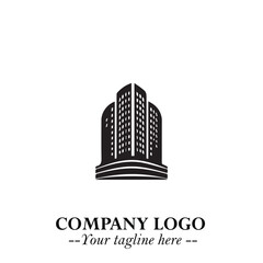 Building Logo Symbol in Black on the White Background with Modern Minimal Architecture Design