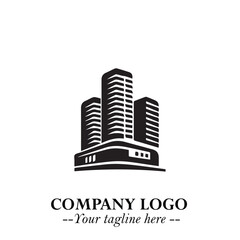 Building Logo Symbol in Black on the White Background with Modern Minimal Architecture Design