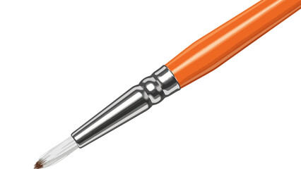 Fototapeta premium An orangehandled paintbrush with a silver ferrule and white bristles