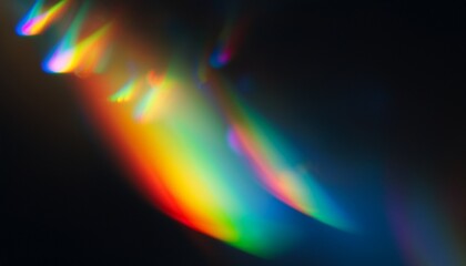 blur colorful rainbow crystal light leaks on black background defocused abstract multicolored retro film lens flare bokeh analog photo overlay or screen filter effect glow vintage prism colors