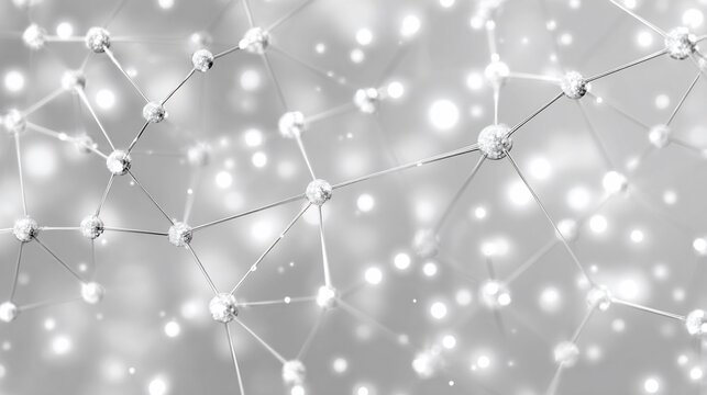Elegant silver network structure with glowing nodes, conveying connectivity and innovation