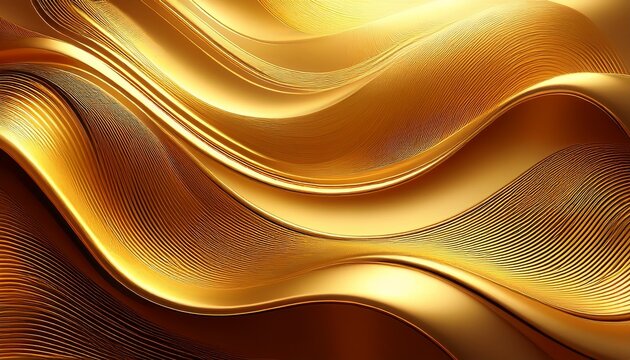 abstract golden background with wavy lines and fluid organic shapes creating a modern artistic design - Powered by Adobe