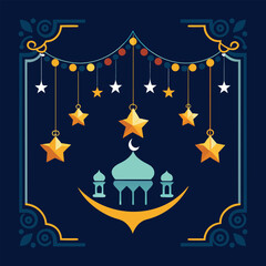 Golden Grace: Crescent and Stars in Ornamental Harmony