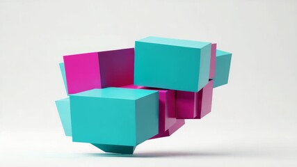 Abstract composition of colorful geometric cubes against a white background - Powered by Adobe
