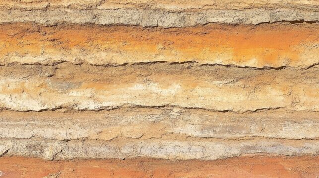 Close-up of textured layers in earthy tones, showcasing natural stratification and geological features.