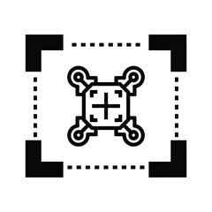 Drone icon with target frame, representing aerial photography and surveillance