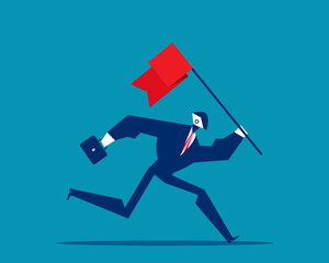 Robot. Artificial intelligence with flag running