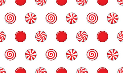Striped sugar candy. Peppermint swirl candies seamless pattern. Illustration for new years day, sweet-stuff, winter holiday, dessert, new years event