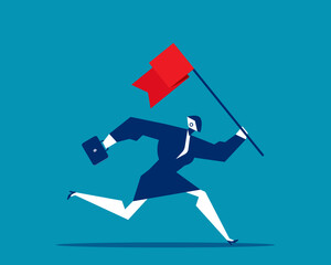 Robot. Artificial intelligence with flag running